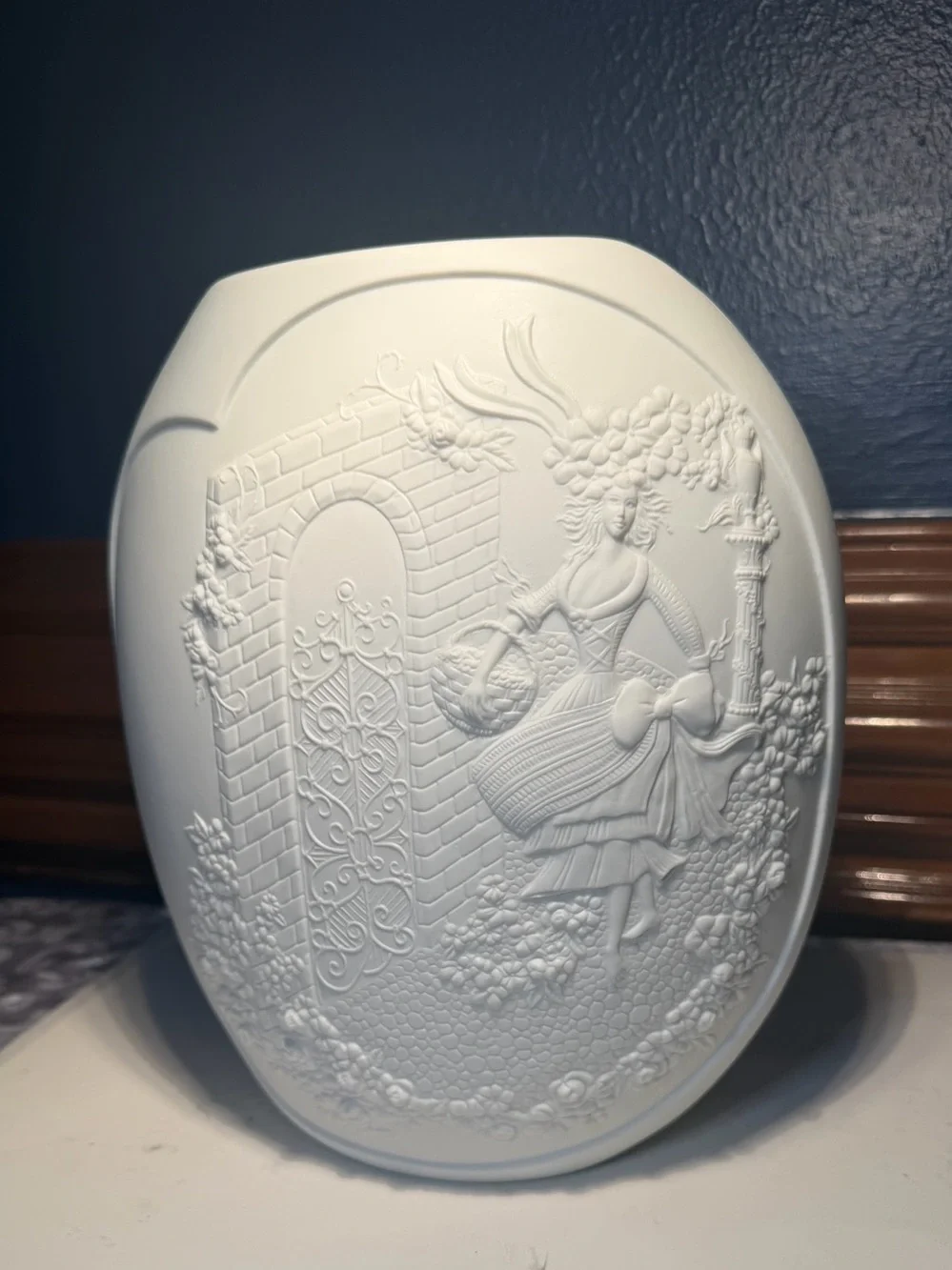 Vintage White Bisque Porcelain Vase by Kaiser Porzellan In Germany